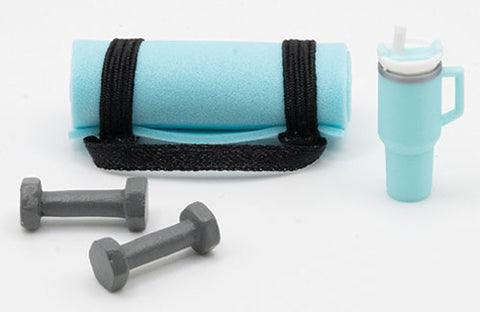 Yoga Mat, Weights, and Tumbler, Exercise Set, Blue