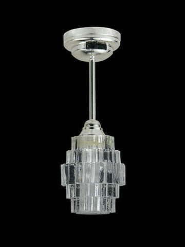 Modern Art Deco Chandelier with Wand, LED Battery Powered, Silver