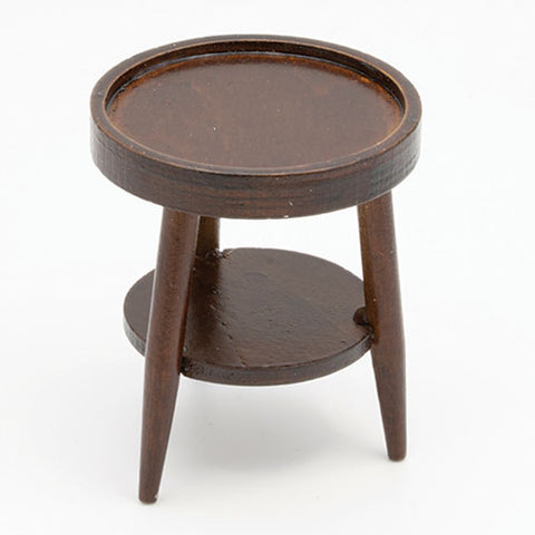 1:12 miniature scale round table, walnut finish