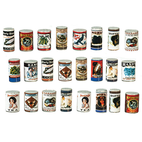 Old Fashioned Grocery Tin cans, Set of 24