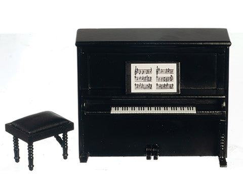 Upright Piano and Bench, Black Finish