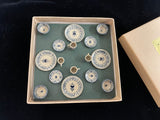 Jane Graber Blue Stoneware 16 Piece Dinner Set, Heart Pattern