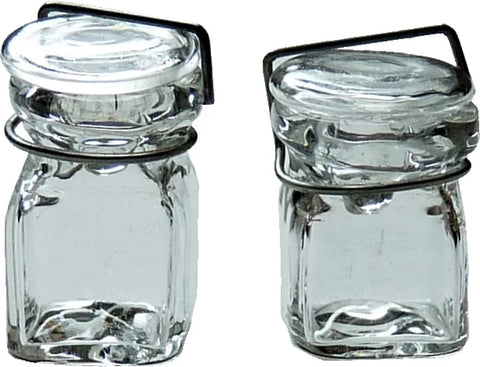 Small Square Glass Canning Jars, Set of Two