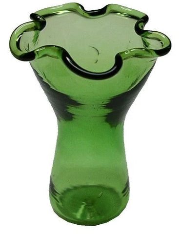 Ruffled Glass Vase in Green