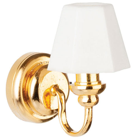 Hex Shade Brass Wall Sconce, Battery Light