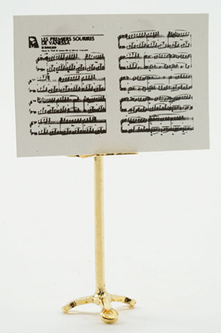 Brass Music Stand with Sheet Music