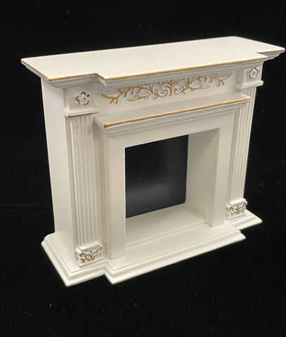 Fireplace, Ornate Federal Style, White with Gold Accents