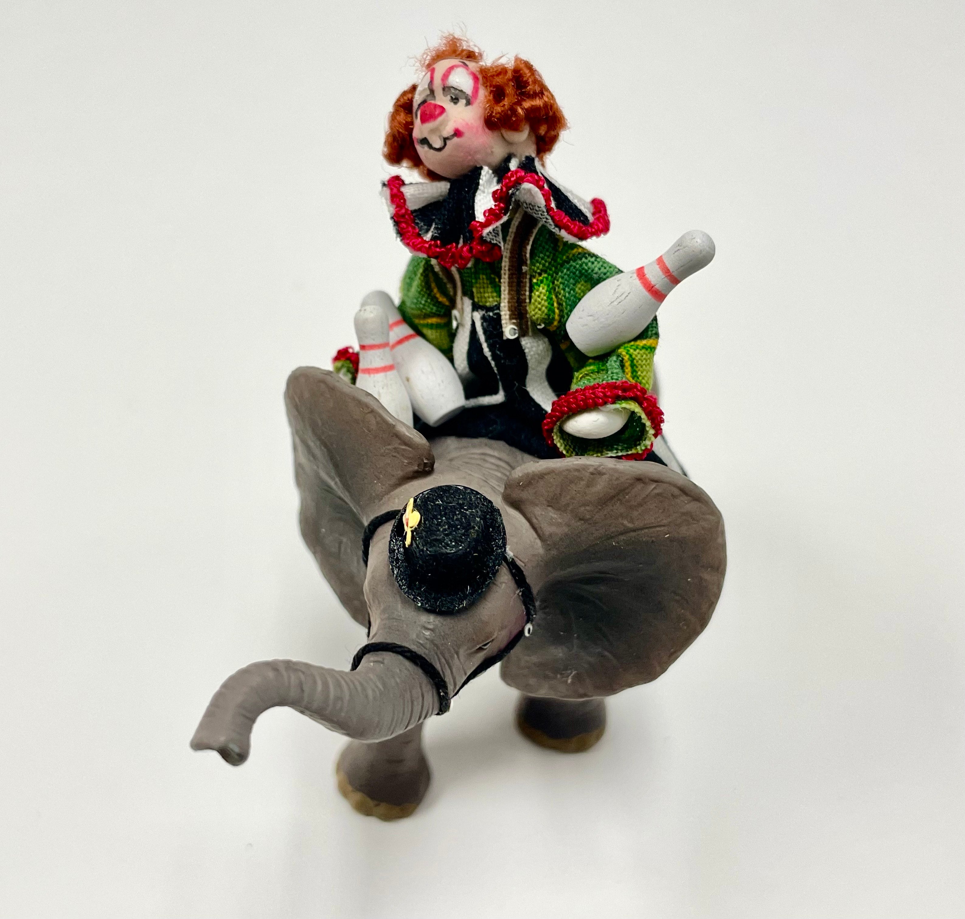 Juggling Clown on Elephant by Maureen Thomas – Dollhouse