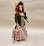 Artisan Doll, Victorian Lady in Green, Cream, and Pink.