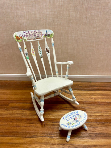 Painted Nursery Chrysnbon Rocking Chair Set, White