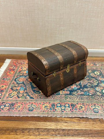 Brass and Copper Bound Wooden Trunk