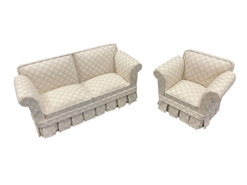 Country Style Living Room Set, Soft Grey and White ON SALE