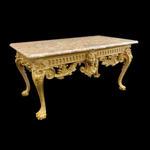 John Hodgson's Beveled Quartz top Console Table with Clawfeet.