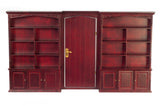 Wall Unit with Bookshelves and Door, Mahogany Finish