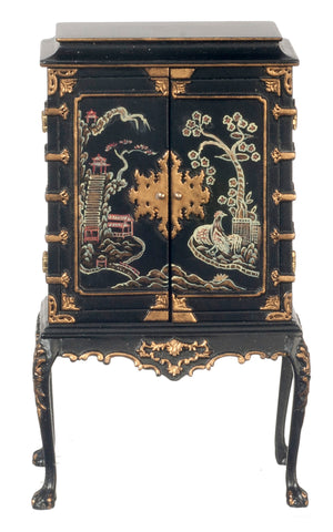 Chinese Chippendale Cabinet, Black and Gold
