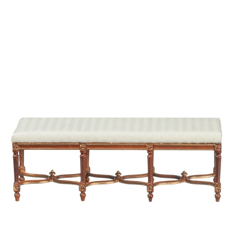 Bench, Walnut with White Linen