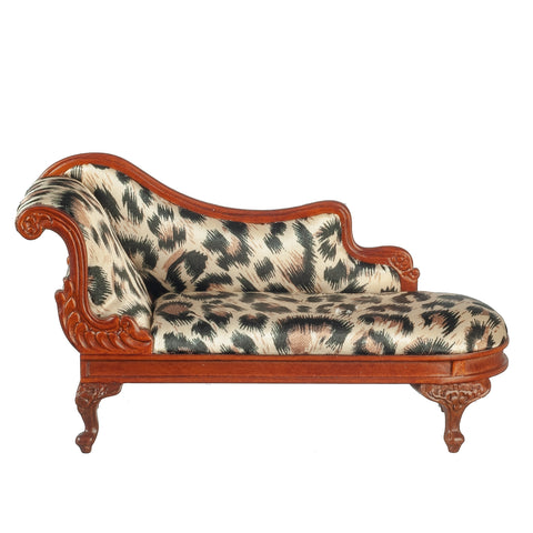 Victorian French Rococo Chaise Lounge with Leopard Fabric