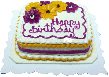 Happy Birthday Sheet Cake, Purple and Yellow