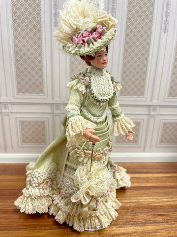 Edwardian Lady Artisan Doll, Soft Green Gown