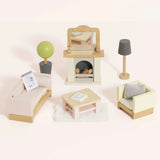 Playable Wooden Living Room Set with Accessories