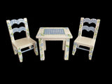 Children's Table and Chairs, Blue and Grey Floral