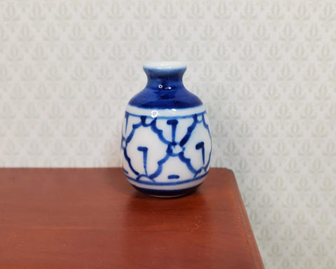 Large Decorative Vase, Blue and White Ceramic