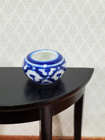 Ceramic Vase with Trellis Design in Blue and White