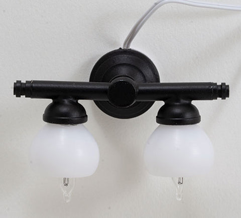 Wall Sconce, Double Black  with White Globes