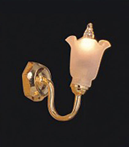 Wall Sconce with White Tulip Shade, LED with Wand