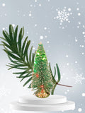 Christmas Tree with 12 Christmas Lights, Fast Color Change, Brass Base Battery Holder