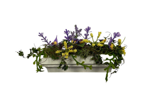Filled Flower Box, Yellow and Purple