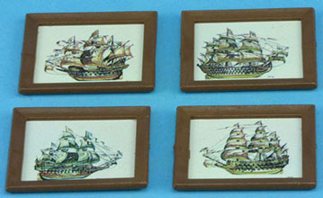 Framed Ship Prints, 4 pcs