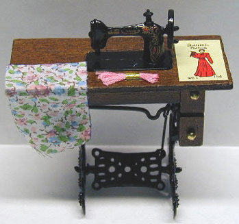 Walnut Sewing Machine with Pattern