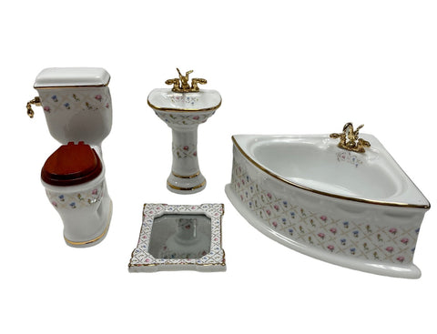 Reutter Porcelain Bath Set with Corner Tub