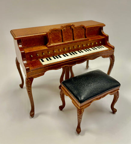 Upright Piano and Bench, Walnut Finish