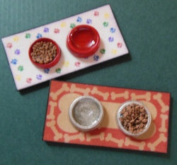 Filled Pet Dishes on Mat