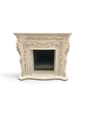 1/12 Scale Ornate Dollhouse Fireplace in white with gold accents. 