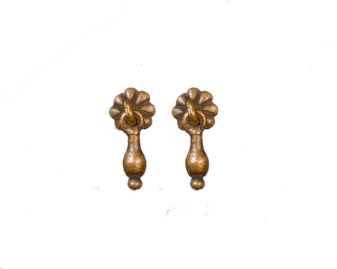 Cabinet Pulls, Antique Brass Style, Pair