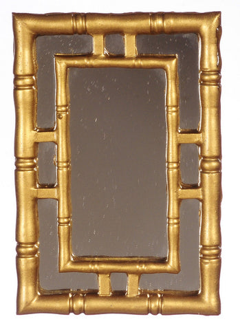 Wall Mirror, Gold with Bamboo Style Trim