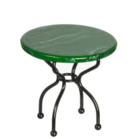 Green Marble Top Table with Black Metal Legs