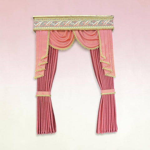 1:12 miniataure scale drapes with Cornice Board, Rose and Gold Tones