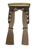Linen Drapes, Black, Beige and Gold Tones