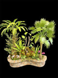 1:12 miniature scale tropical garden in raised stone bed