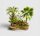 1:12 miniature scale tropical garden in raised stone bed