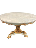 Roung Pedestal Table with Gold Leaf and Marble Top