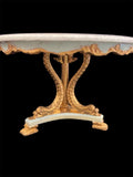 Roung Pedestal Table with Gold Leaf and Marble Top