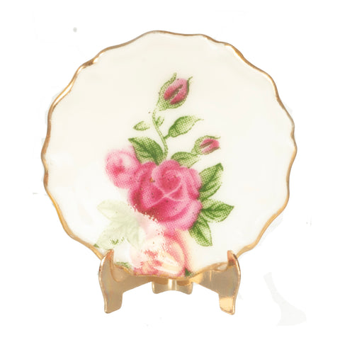 Large Rose Plate with Holder, LTD Edition