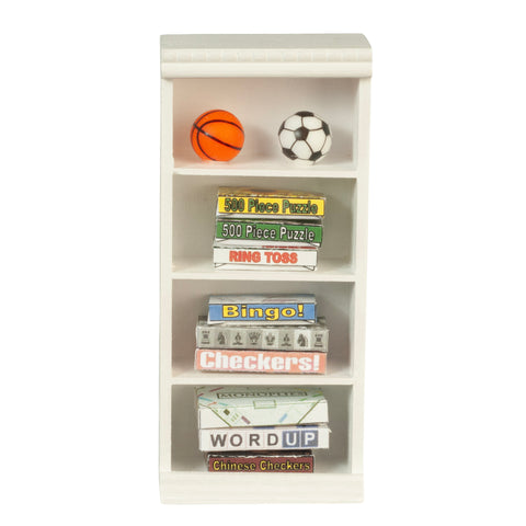 1:12 scale dollhouse miniature cabinet with toys