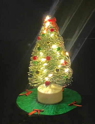 Christmas Tree, Decorated, 24 LED Lights, Warm White.