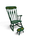 1:12 miniature scale hand painted rocking chair and foot stool for a dollhouse